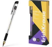 Ручка ErichKrause шариковая Ультра-30 Золото с резиновым хватом Классика 0,7, технология суперскольжения, чернила черные 61111