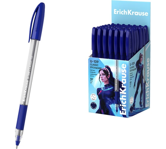 Ручка шариковая ErichKrause U-109 Stick Grip Classic 1.0, Ultra Glide Technology, цвет чернил красный (в коробке по 12 шт.) 53744