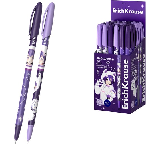 Ручка шариковая ErichKrause Neo Stick Space Anime 0.7, Super Glide Technology, цвет чернил синий (в коробке по 50 шт.) 61014 1