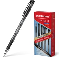 Ручка ErichKrause шариковая Ультра-30 с резиновым хватом 0,7, тонированная, технология суперскольжения, чернила черные 55393