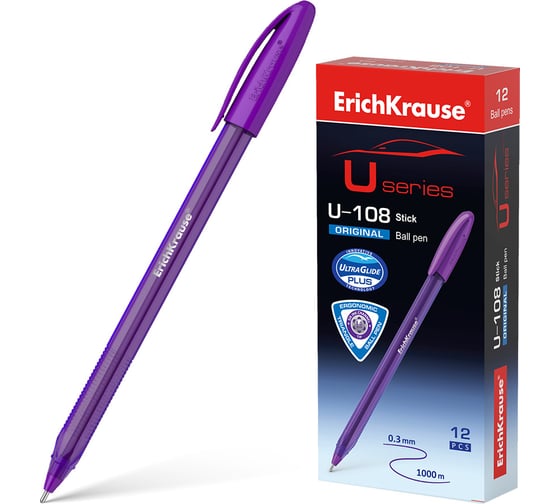 Ручка шариковая ErichKrause U-108 Stick Original 1.0, Ultra Glide Technology, цвет чернил фиолетовый (в коробке по 12 шт.) 53740