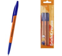 Набор ErichKrause из 4 ручек шариковых Slender® Охра 0,7, технология суперскольжения, цвет чернил синий 63093