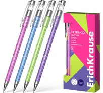 Ручка ErichKrause шариковая Ультра-20 Блёстки 0,7, технология суперскольжения, цвет чернил синий 61032