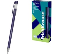 Ручка ErichKrause шариковая Ультра-30 с резиновым хватом Риф 0,7, технология суперскольжения, цвет чернил синий 63113
