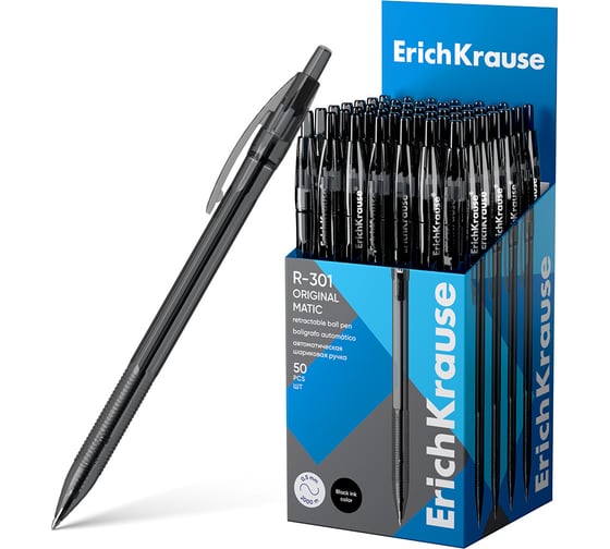 Ручка шариковая автоматическая ErichKrause R-301 Matic Original 1.0, цвет чернил черный (в коробке по 50 шт.) 60979 1