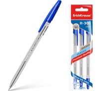 Набор из 3 ручек шариковых ErichKrause R-301 Stick Classic 1.0, цвет чернил синий (в пакете) 42618
