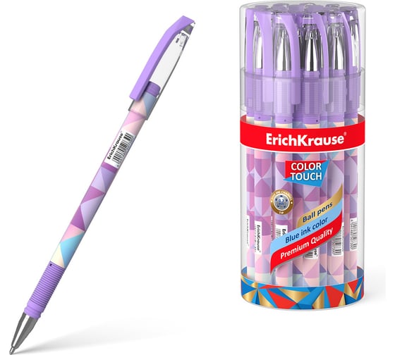 Ручка шариковая ErichKrause ColorTouch Stick Magic Rhombs 0.7, цвет чернил синий (в тубусе по 24 шт.) 50739