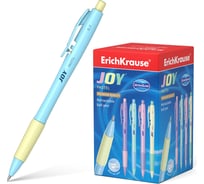 Ручка ErichKrause шариковая автоматическая JOY® с резиновым хватом Пастель 0,7, технология суперскольжения, цвет чернил синий 55394