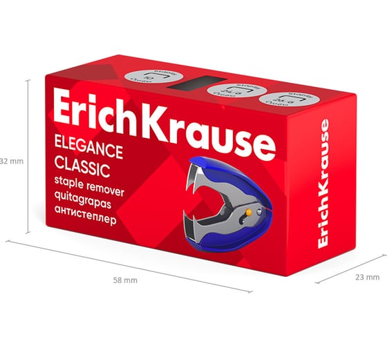 Антистеплер с фиксатором ErichKrause Elegance Classic, ассорти (в коробке по 1 шт.) 28240