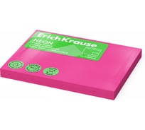 Блок ErichKrause самоклеящийся бумажный Неон, 100х75 мм, 100 листов, розовый 61719