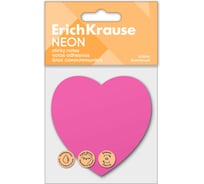 Блок самоклеящийся бумажный ErichKrause Heart Neon, 50 листов, розовый 61725