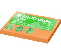 Блок ErichKrause самоклеящийся бумажный Неон, 75х50 мм, 100 листов, оранжевый 61695