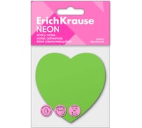 Блок ErichKrause самоклеящийся бумажный Неоновое сердце, 50 листов, зеленый 61726