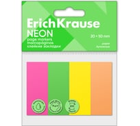 Клейкие закладки ErichKrause бумажные Неон, 20 x 50 мм, 200 листов, 4 цвета 61562