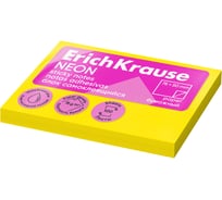 Блок самоклеящийся бумажный ErichKrause Neon, 75x50 мм, 100 листов, желтый 61687