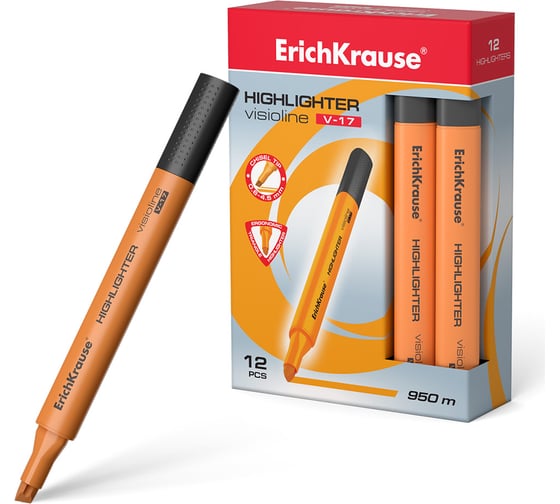 Текстмаркер ErichKrause Visioline V-17 Neon, цвет чернил оранжевый в коробке по 12 шт 56703 1