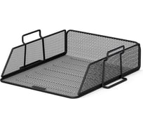 Лоток ErichKrause для бумаг 2-х уровневый металлический Компас, Классика, черный 22511
