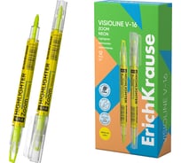 Двухсторонний маркер ErichKrause для выделения текста VisioLine® V-16 Неон, наконечник прозрачный, цвет чернил желтый 60820
