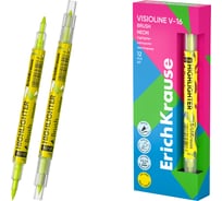 Двухсторонний маркер ErichKrause для выделения текста VisioLine® V-16 Неон, наконечник кисть, цвет чернил желтый 60794