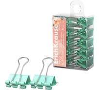 Зажимы ErichKrause для бумаг Цветущая нежность, 19 мм, мятный 62062