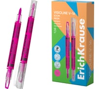 Двухсторонний маркер ErichKrause для выделения текста VisioLine® V-16 Неон, наконечник прозрачный, цвет чернил розовый 60822