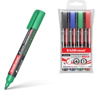 Набор ErichKrause из 4 перманентных маркеров LP-600, цвет чернил: черный, синий, красный, зеленый 58361