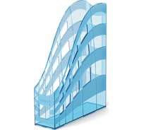 Подставка для бумаг ErichKrause вертикальная пластиковая S-Wing, Glitter, 75 мм, голубая 55587