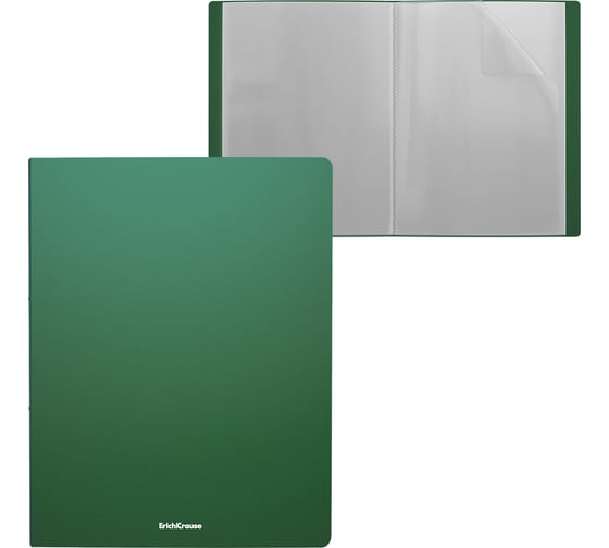 Папка файловая пластиковая ErichKrause Matt Classic, c 20 карманами, A4, зеленый, 4 шт 43068 1
