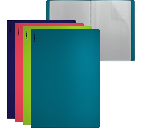 Папка файловая пластиковая ErichKrause Soft Reef, c 20 карманами, A4, ассорти, 4 шт 62962 1