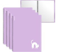 Папка ErichKrause файловая пластиковая на спирали Цветущая нежность Котик, с 20 прозрачными карманами, A4, фиолетовый, ассорти 59861