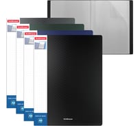 Папка ErichKrause файловая пластиковая с карманом на корешке текстура Алмаз, c 60 карманами, A4, ассорти 49952