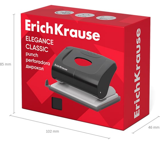 Дырокол ErichKrause Elegance Classic до 20 листов, черный (в коробке по 1 шт) 15132
