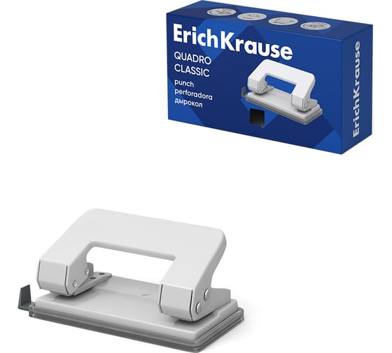Дырокол ErichKrause Quadro Classic до 10 листов, ассорти (в коробке по 1 шт) 4560