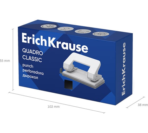 Дырокол ErichKrause Quadro Classic до 10 листов, ассорти (в коробке по 1 шт) 4560