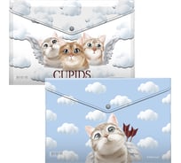 Набор из 4 папок-конвертов на кнопке пластиковых ErichKrause Cupids, A4, ассорти 55097