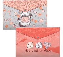Набор из 4 папок-конвертов на кнопке пластиковых ErichKrause Martian Girl, A4, ассорти 52903