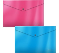 Набор из 4 папок-конвертов пластиковых ErichKrause Glossy Bubble Gum, арома, A4, непрозрачный, ассорти (3 набора в пакете) 54913