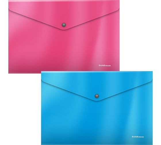 Набор из 4 папок-конвертов пластиковых ErichKrause Glossy Bubble Gum, арома, A4, непрозрачный, ассорти (3 набора в пакете) 54913 1