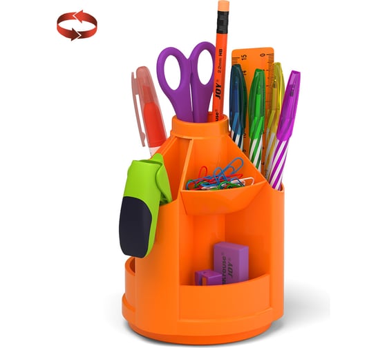 Набор настольный вращающийся пластиковый ErichKrause Mini Desk, Neon Solid, оранжевый 53229
