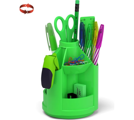 Набор настольный вращающийся пластиковый ErichKrause Mini Desk, Neon Solid, зеленый 53228 1