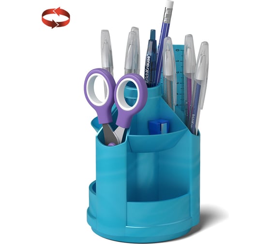 Набор настольный вращающийся пластиковый ErichKrause Mini Desk, Ice Metallic, голубой 55626 1