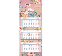 Квартальный календарь OfficeSpace Premium Flower Collection 3 блока на 3 гребнях 2022 г 318431