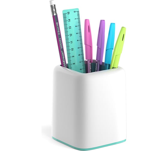 Набор настольный пластиковый ErichKrause Forte, Pastel Mint, белый с мятной вставкой 55727