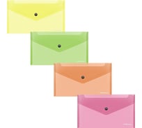 Папка-конверт ErichKrause на кнопке пластиковая текстура Зеркало Неон, C6, полупрозрачный, ассорти 50303