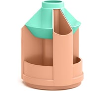 Настольная вращающаяся пластиковая подставка ErichKrause Mini Desk Pastel Bloom, персиковый с зеленым 61568