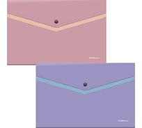 Папка-конверт на кнопке пластиковая ErichKrause Soft Manga, с дополнительным карманом, A4, непрозрачный, ассорти, 12 шт 61151