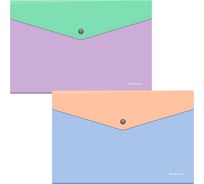 Папка-конверт ErichKrause на кнопке пластиковая текстура Песок Цветущая нежность, с дополнительным карманом, A4, непрозрачный, ассорти 61149