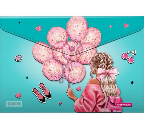 Папка-конверт на кнопке пластиковая ErichKrause Girly Day, A4, 12 шт 55096 1