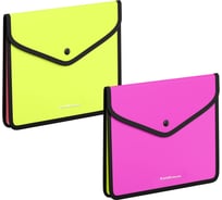 Папка-конверт ErichKrause на кнопке пластиковая текстура Песок Неон, обшитая, с текстильной вставкой, A5+, непрозрачный, ассорти 55419