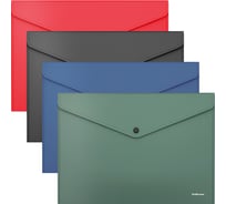Папка-конверт ErichKrause на кнопке пластиковая текстура Апельсин Классика, A4, непрозрачный, ассорти 55398